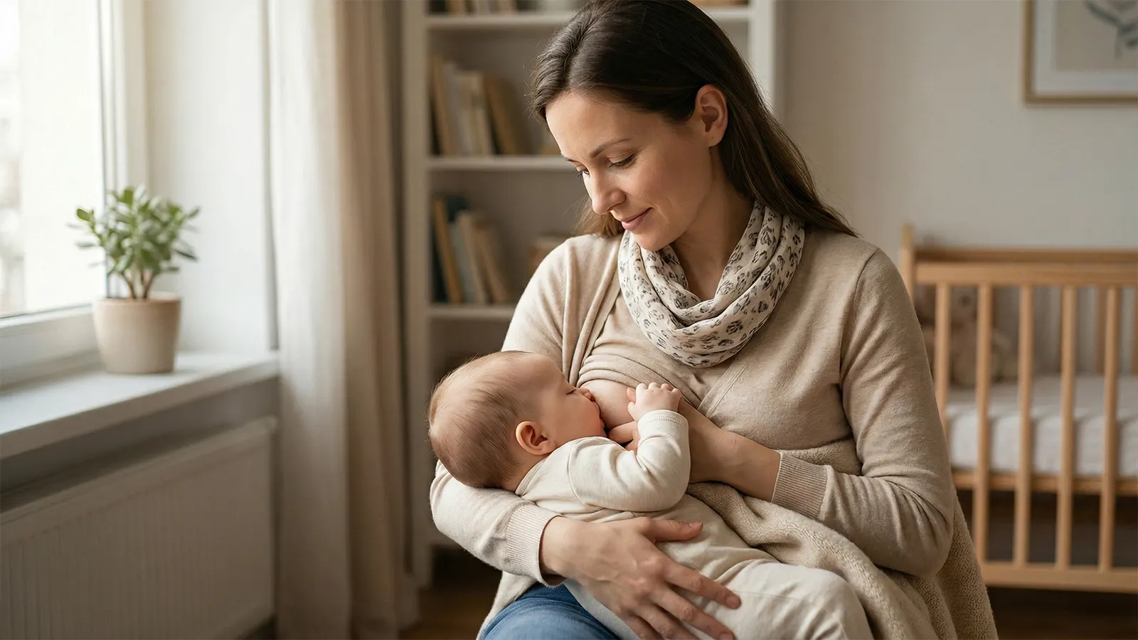 Mother breastfeeding a newborn baby